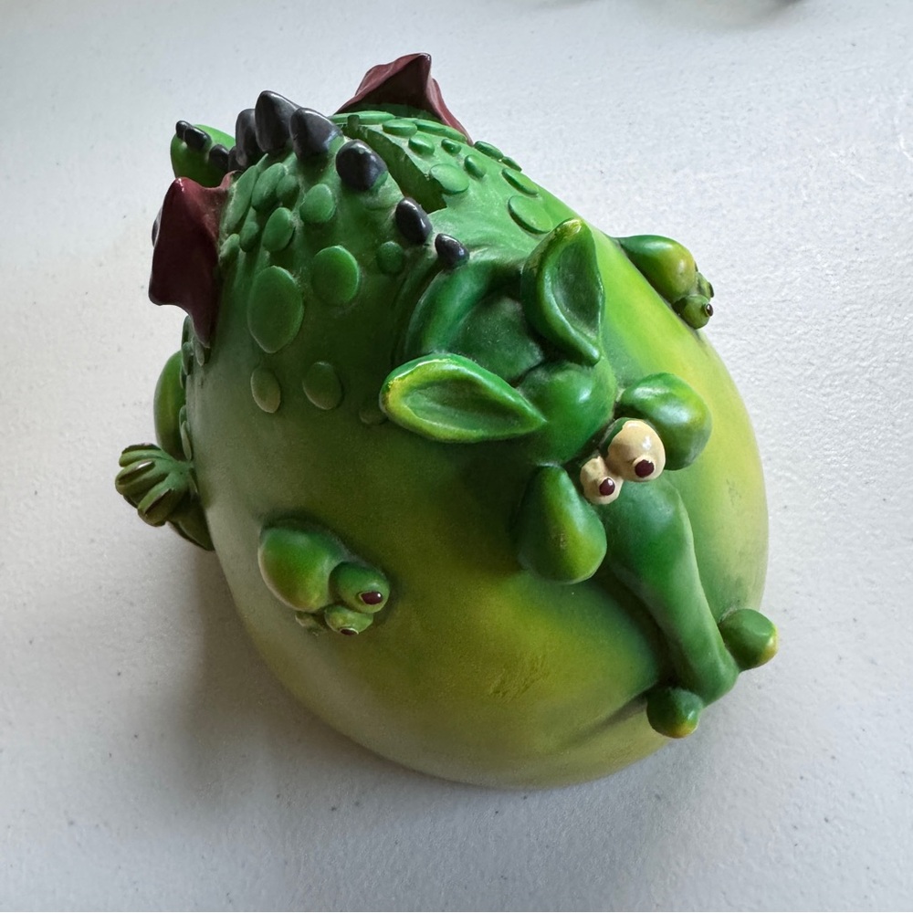 Vintage Paolo P. Chiari Green Fat Dragon 1978 Money Box Piggy Bank VGC